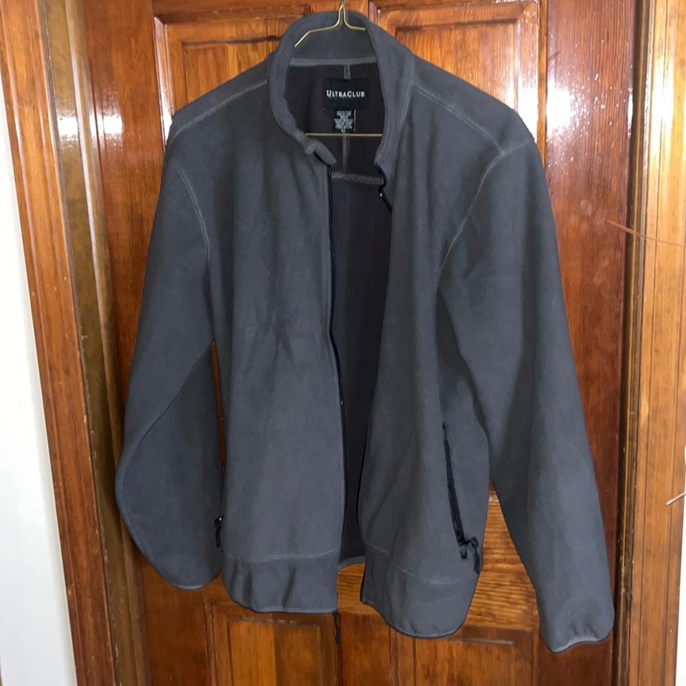 Ultra Club 100% polyester gray fleece jacket. Mens Size L. Like new condition